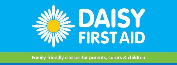 A daisy first aid logo with the words " daisies first aid " underneath.