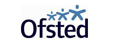 A blue and white logo for ofsted